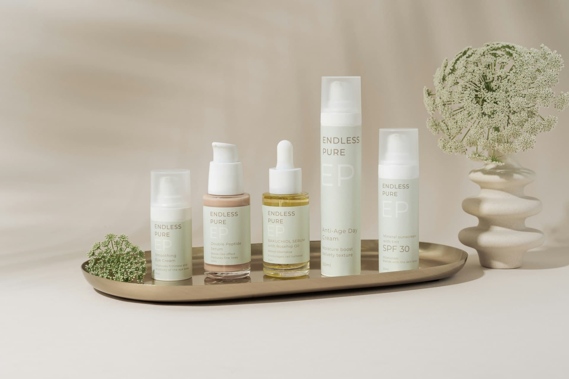 Elegant display of professional skincare products